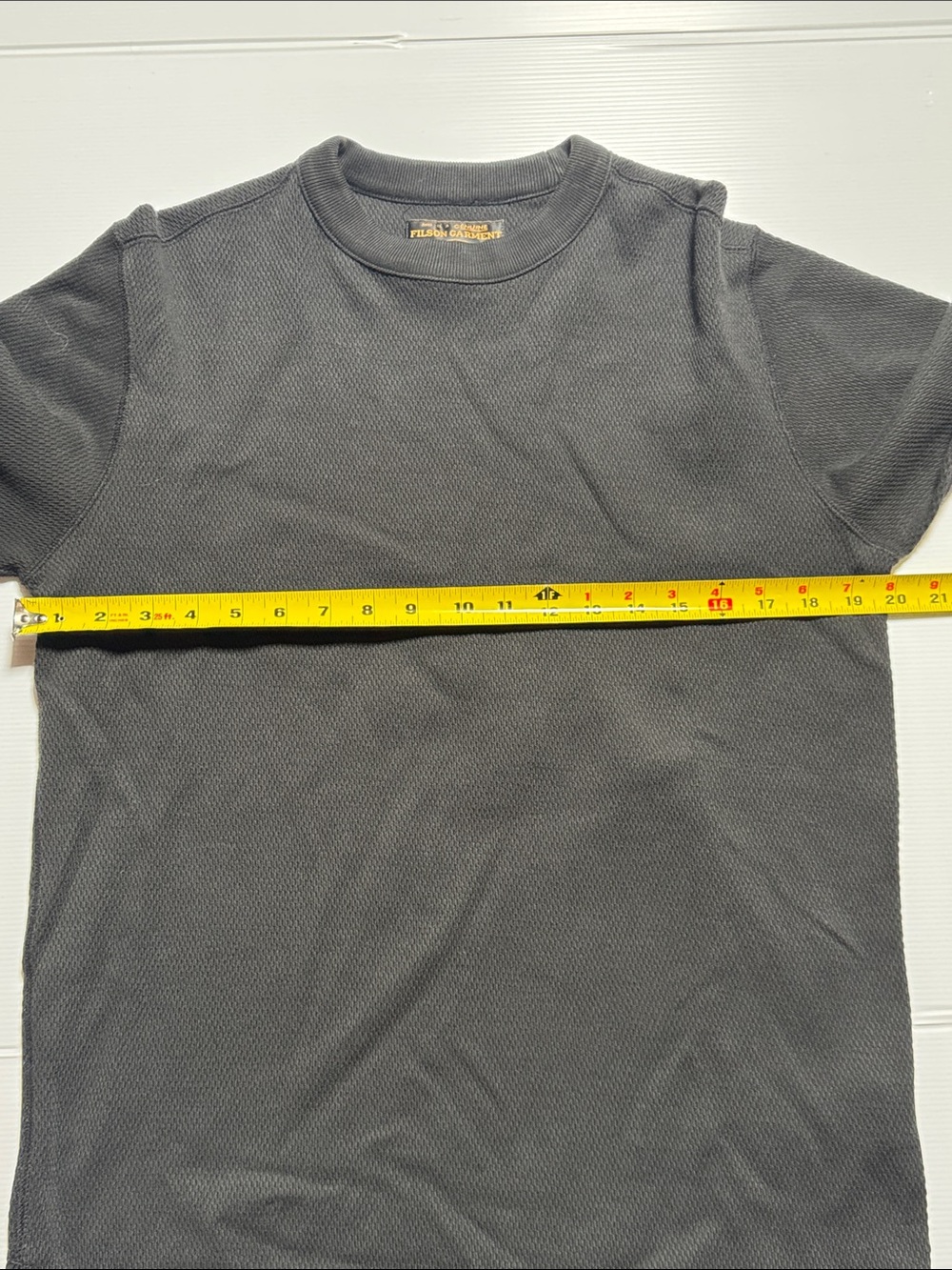FILSON Waffle Knit Thermal Crewneck Men's Long Sleeve Shirt Black Made in Peru S - Picture 5 of 9